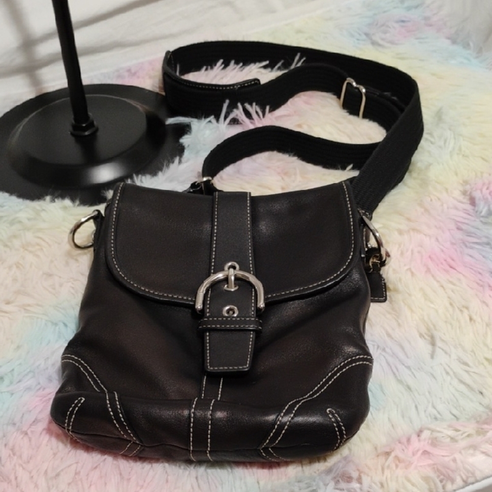 FLASH SALE!! Auth Coach Vintage Y2K Black Leather Shoulder/Crossbody Bag - Picture 10 of 15